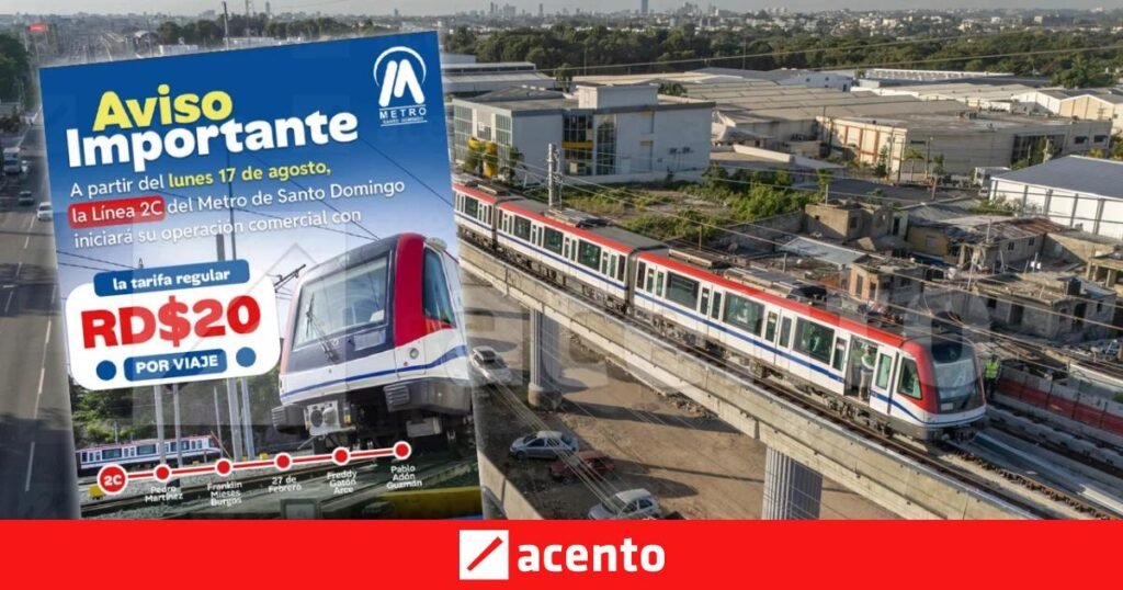 El Metro de Santo Domingo cobrará RD$20 en la Línea 2C desde este lunes